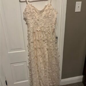 Chic Cream Ruffle Maxi Dress